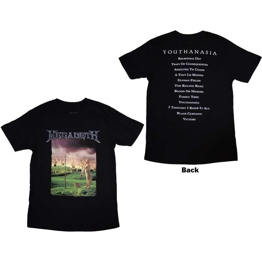 Megadeth Unisex T Shirt Youthanasia Tracklist Back Print 2 Sided